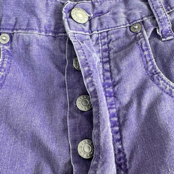 Vintage Guess Jeans Purple Denim High Rise Shorts 2 USA Made Bermuda Long - Picture 6 of 8